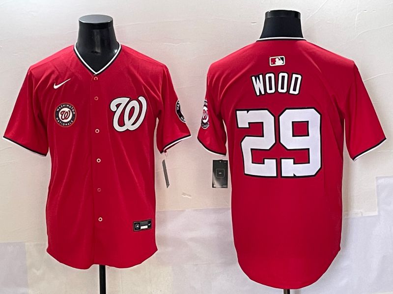 Men 2025 Washington Nationals #29 Wood Red Game Nike MLB Jersey style 6